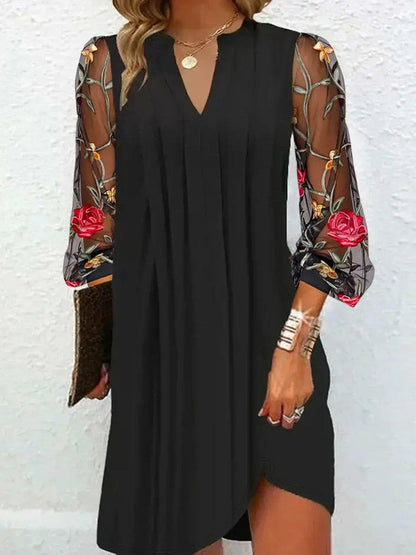 Kimmy | Elegant Mini Dress with V-neck and Sheer Sleeves
