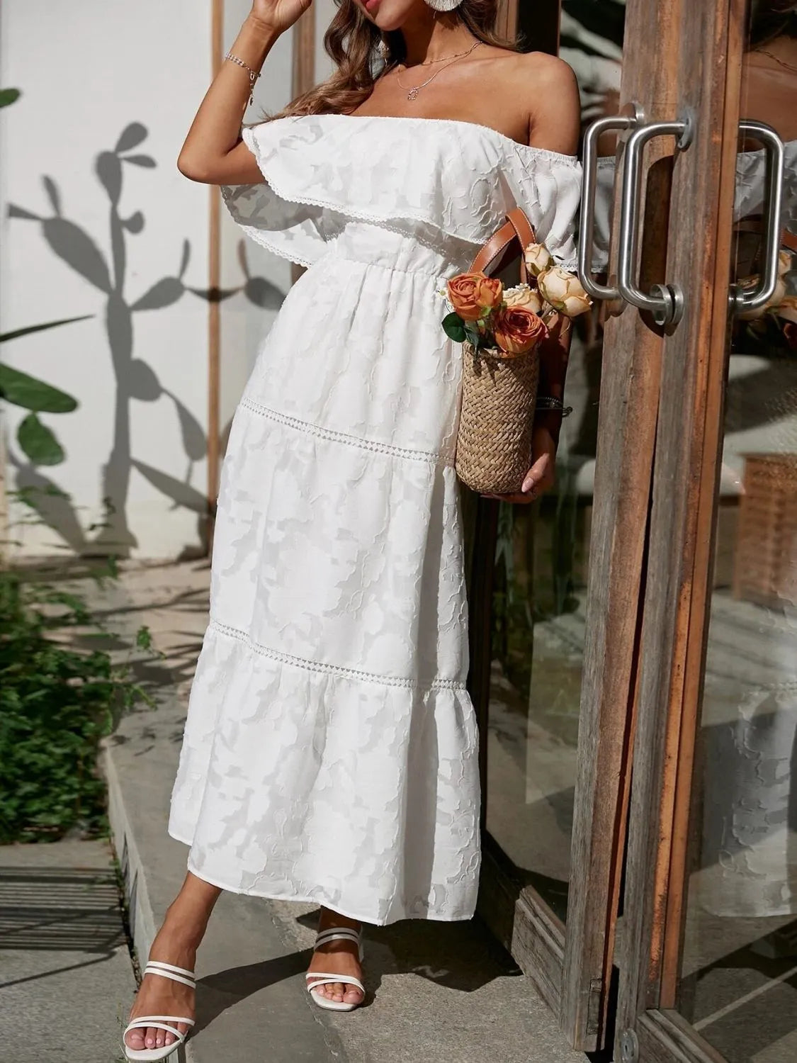 Morgan | Women's Off Shoulder Tiered Maxi Wedding Guest Dress 2