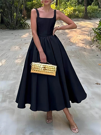 Stylish And Elegant Off-Shoulder Strapless Sleeveless Mixi Dress Olympus London