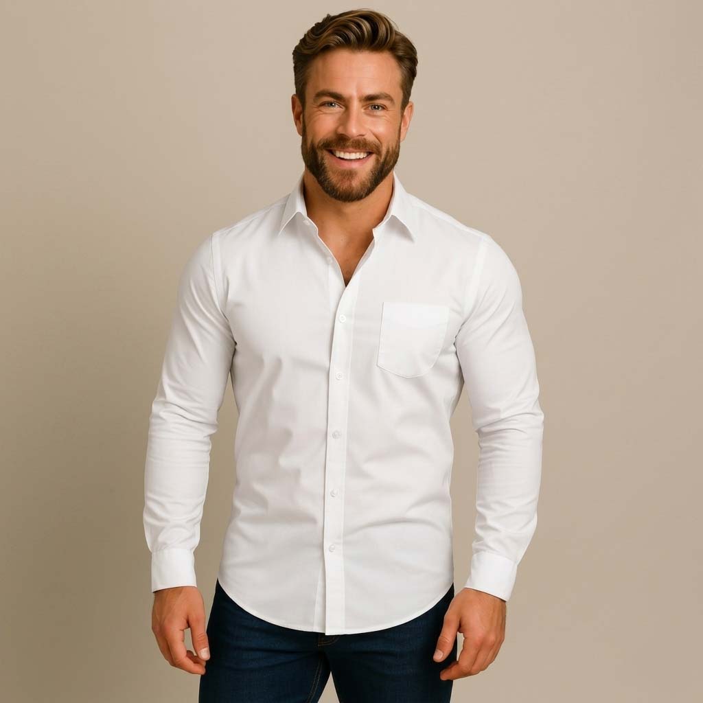 Oliver | Men’s White Cotton Dress Shirt | Button Down | Wrinkle-Free | Office Wear 0