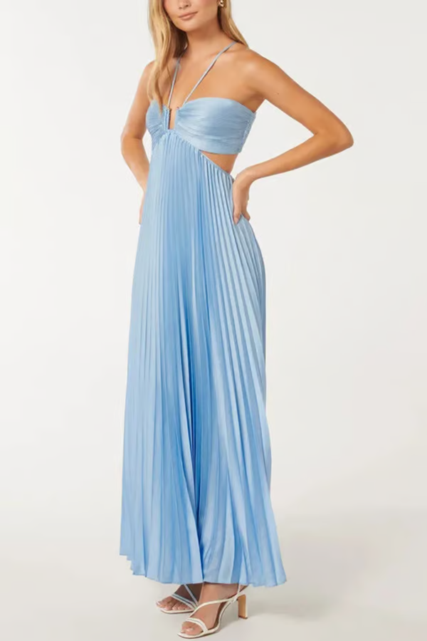 Orchid | Women's Wedding Guest Halter Maxi Dress Evening 3