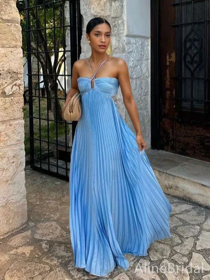 Orchid | Women's Wedding Guest Halter Maxi Dress Evening 5