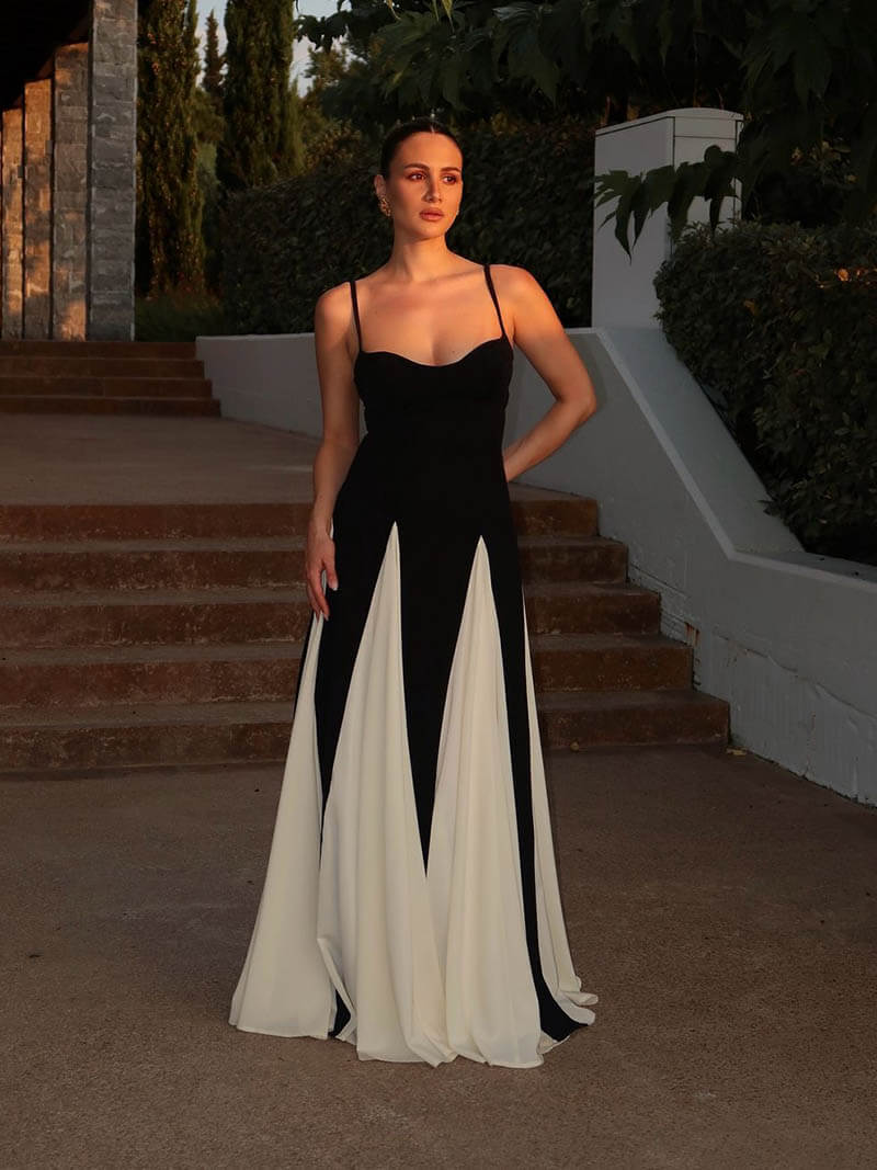 Paloma™ | Elegant Black-and-White Maxi Dress 2