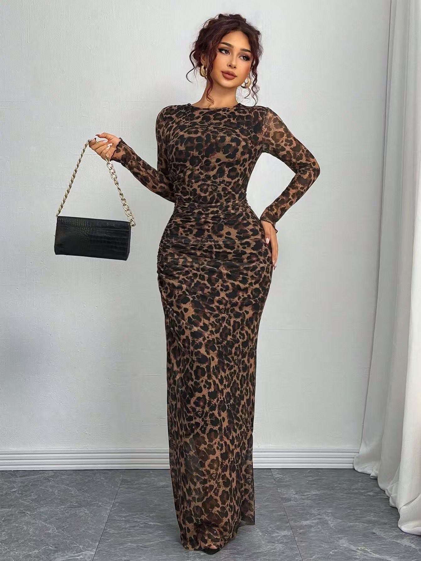 Pavlina | Long Sleeve Round Neck Bodycon Maxi Dress