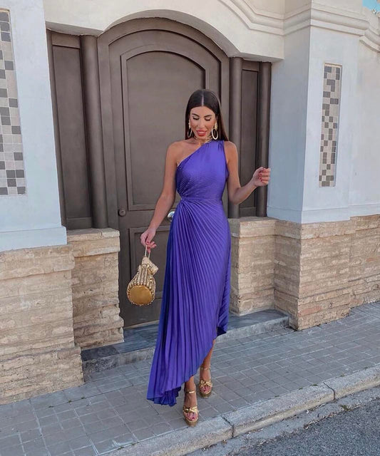 Peony | Women's Wedding Guest One Shoulder Asymmetric Midi Dress Evening 0