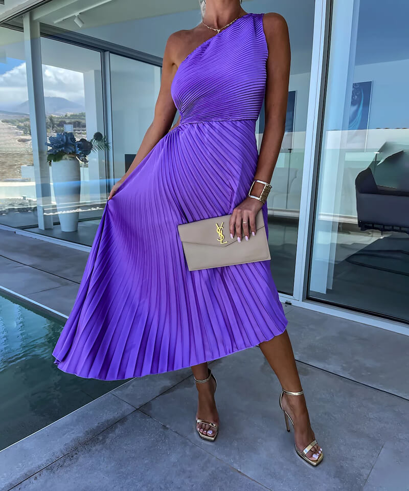 Peony | Women's Wedding Guest One Shoulder Asymmetric Midi Dress Evening 2