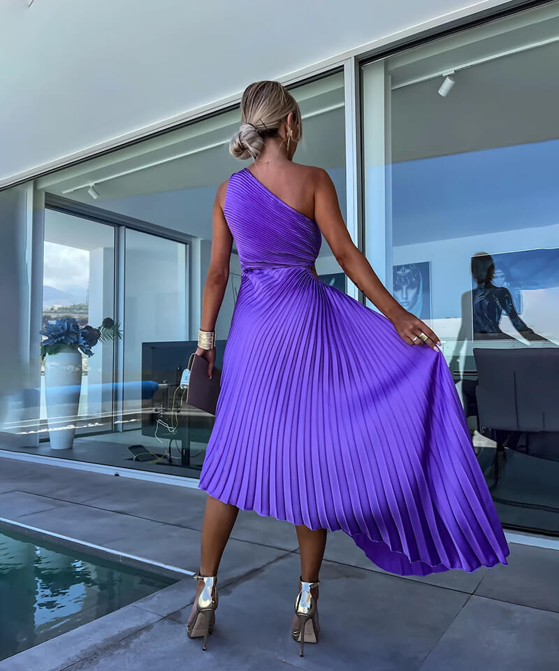 Peony | Women's Wedding Guest One Shoulder Asymmetric Midi Dress Evening 4