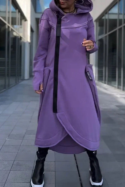 Rachele | Lightweight Long Zip-up Hoodie Dress