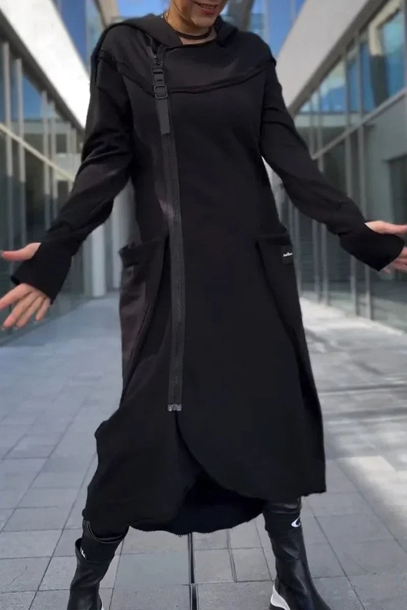 Rachele | Lightweight Long Zip-up Hoodie Dress