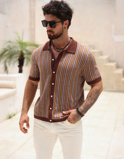 Retro Stripes Knit Polo 1