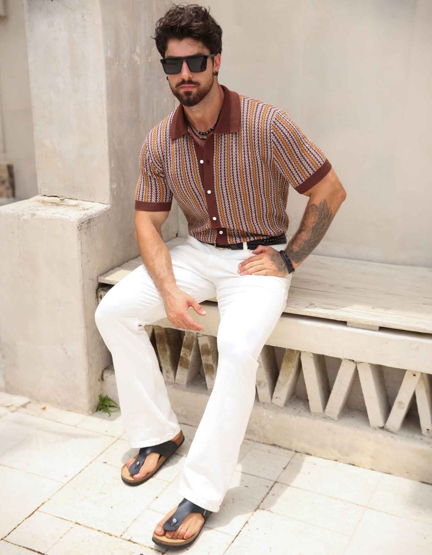 Retro Stripes Knit Polo 3