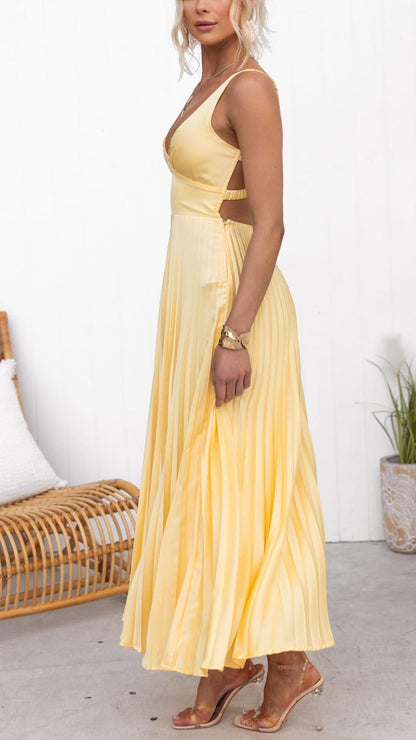 Rosalind | Women's Wedding Guest Pleated V-Neck Maxi Dress Evening 2