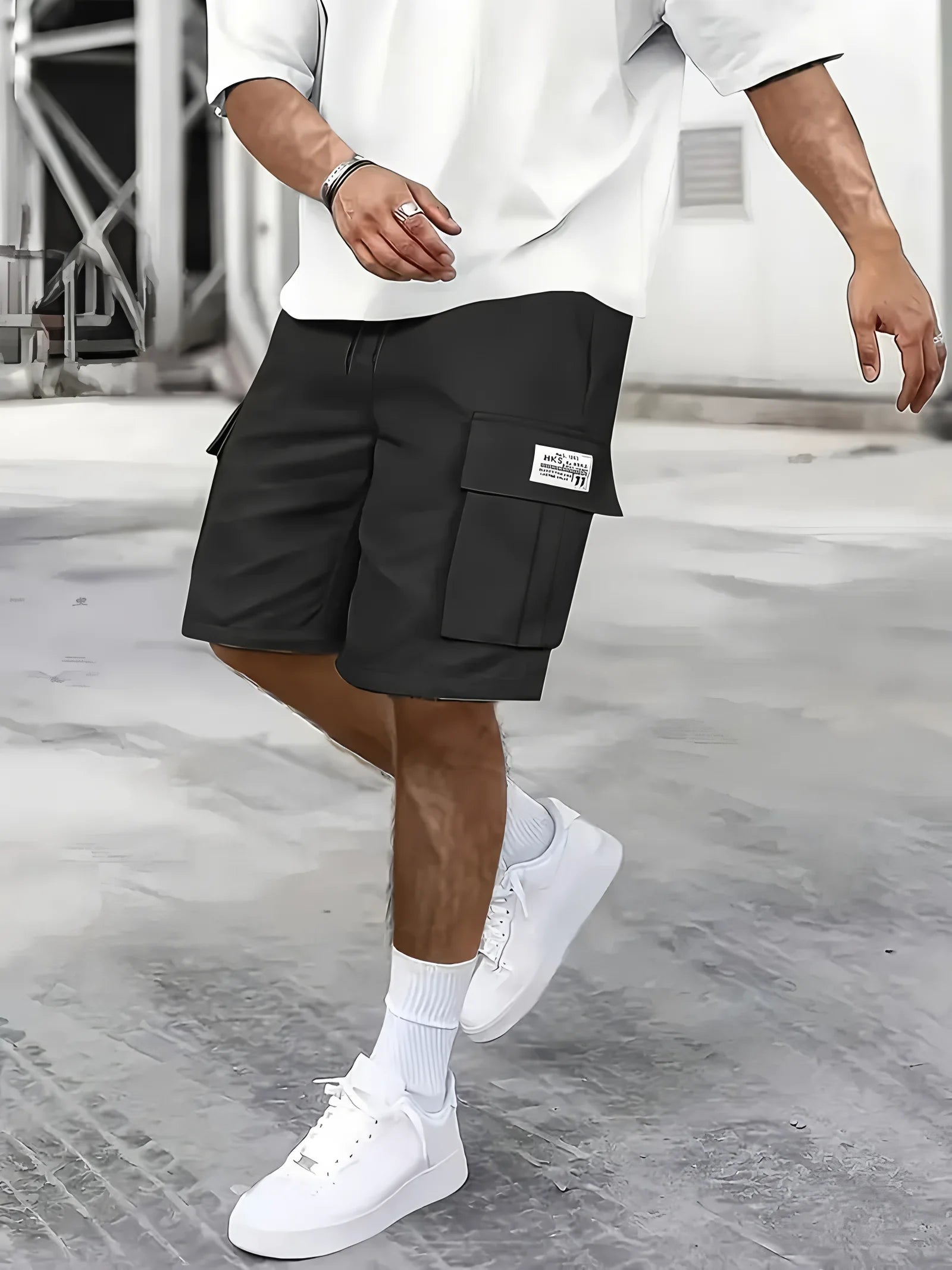 Men's leisure shorts fabric detail