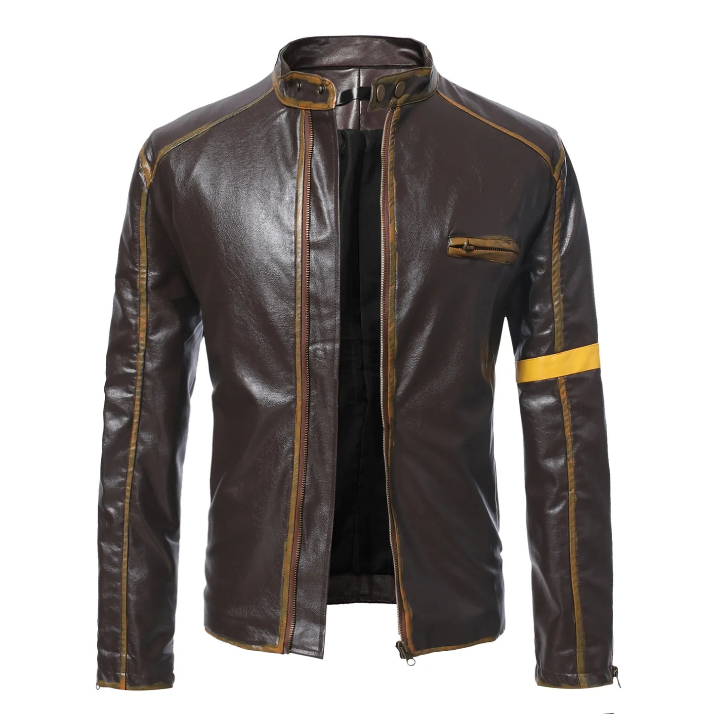 Handmade Distressed Biker PU Leather Jacket
