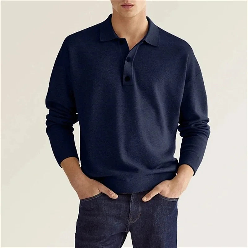 Ethan | Classic Comfortable Long Sleeve Polo Shirt 2