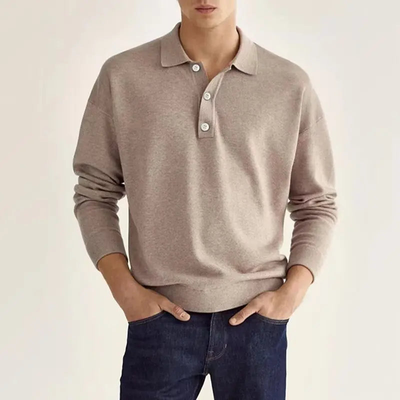 Ethan | Classic Comfortable Long Sleeve Polo Shirt 6