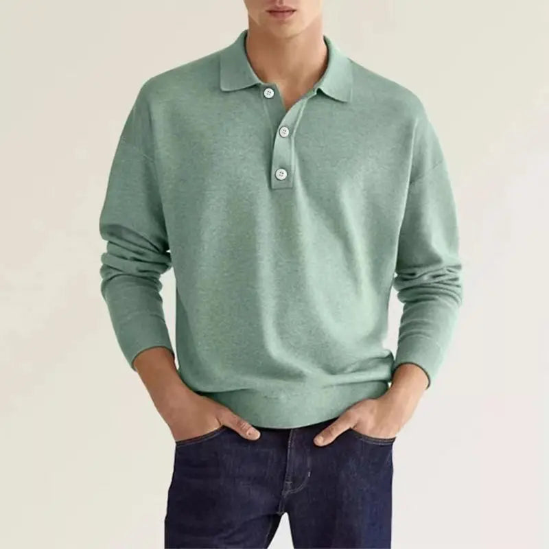 Ethan | Classic Comfortable Long Sleeve Polo Shirt 3