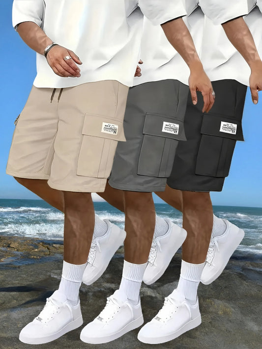 Men's multi-pocket work shorts black front