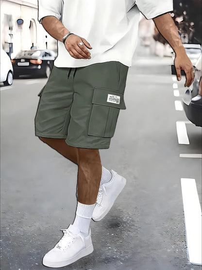 Men's multi-pocket work shorts army green