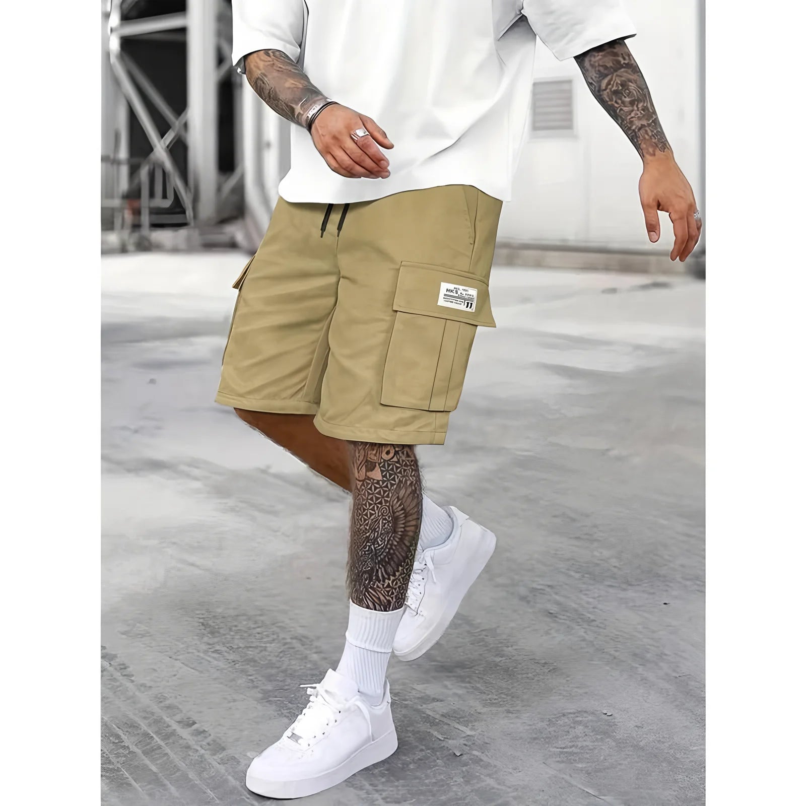 Men's multi-pocket work shorts yellow