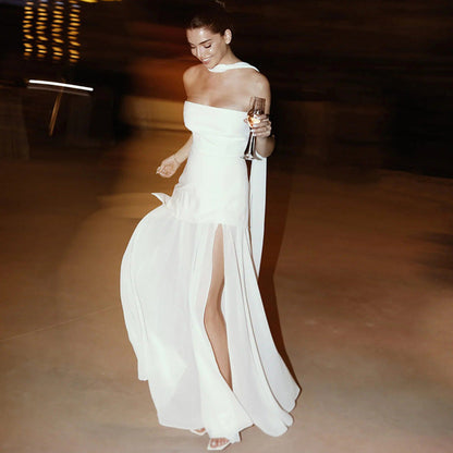 Stella | Women's Wedding Guest Strapless Asymmetric Maxi Dress 8