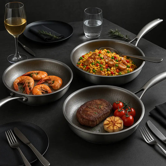 Titan Premium Frying Pan – Non-Coated Hammered Titanium Pan for All Hobs Including Induction BULLCAPTAIN