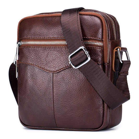 Soft Leather Men Zipper Small Shoulder Messenger Bag