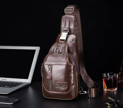 Leather Men Sling Crossbody Chest Bag  Travel Shoulder Backpack