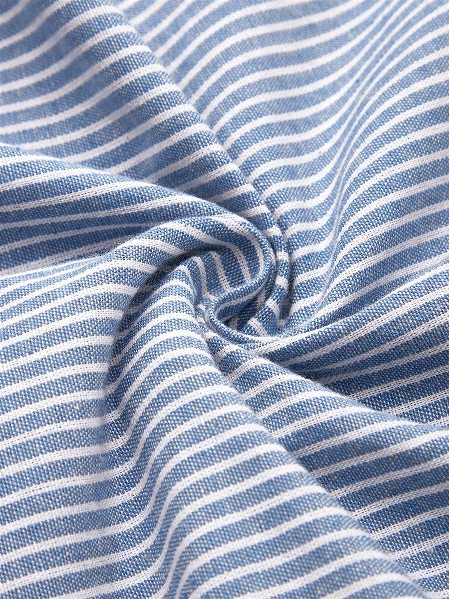 Wanda Striped Midi Dress with Three-Quarter Sleeves and Button Front
