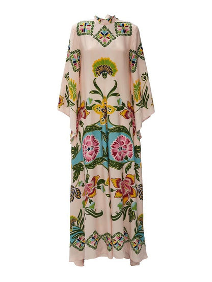 Exquisite Sunshine Floral Print Flowing Maxi Dress Olympus London