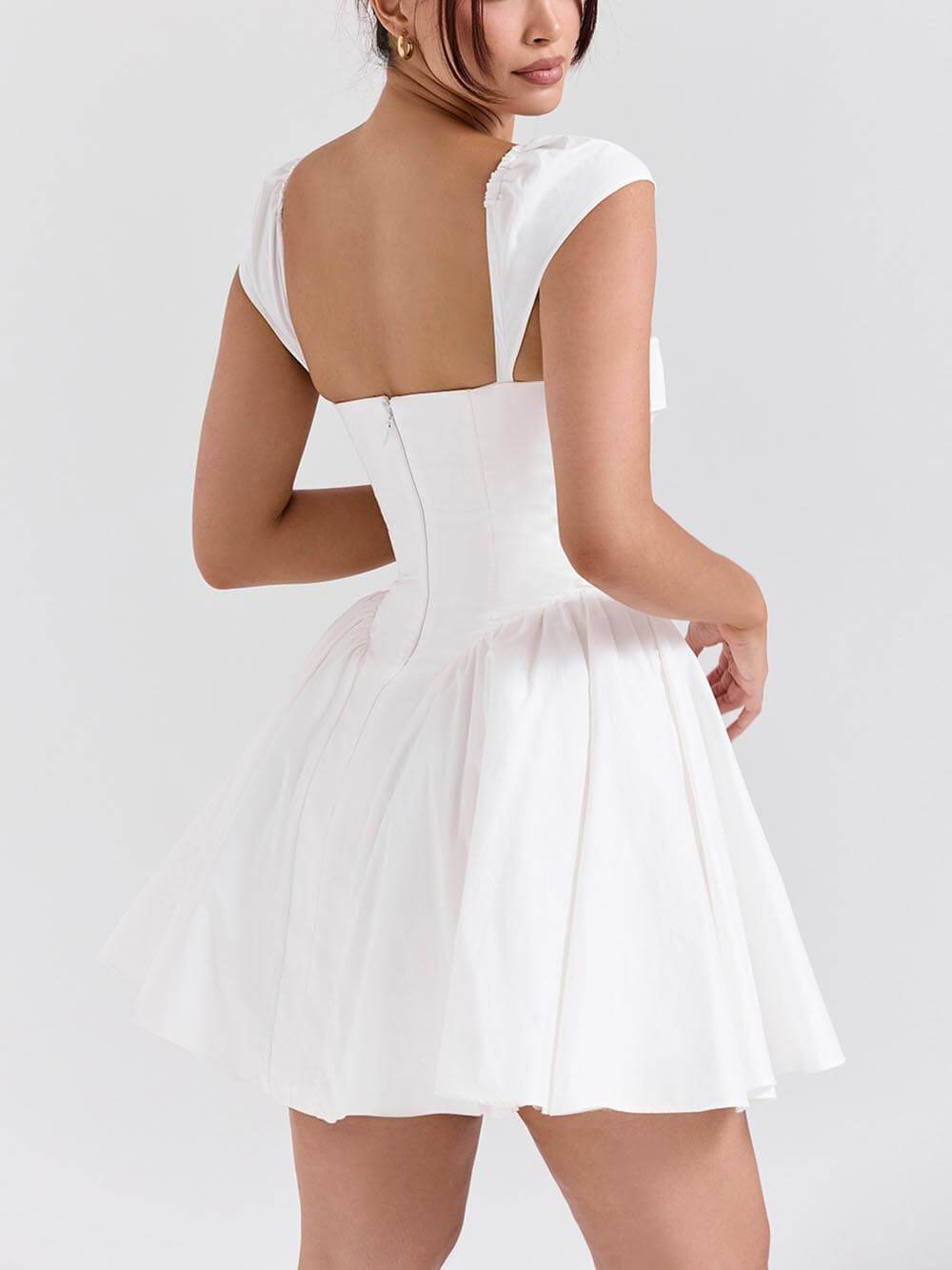 Exquisite V-Neck Pleated Waist Mini Dress Olympus London