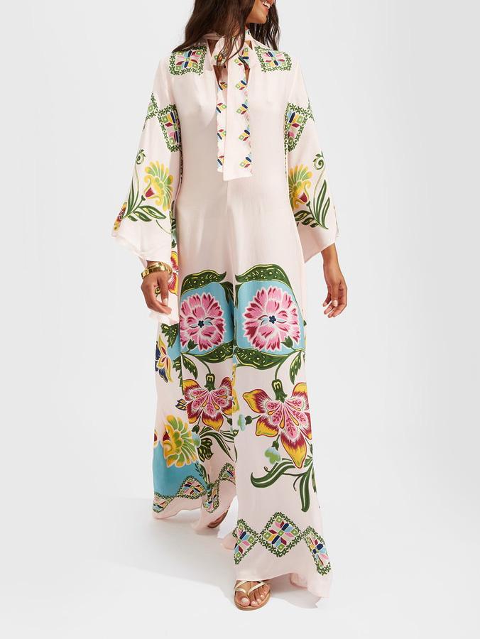 Exquisite Sunshine Floral Print Flowing Maxi Dress Olympus London