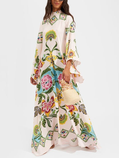 Exquisite Sunshine Floral Print Flowing Maxi Dress Olympus London