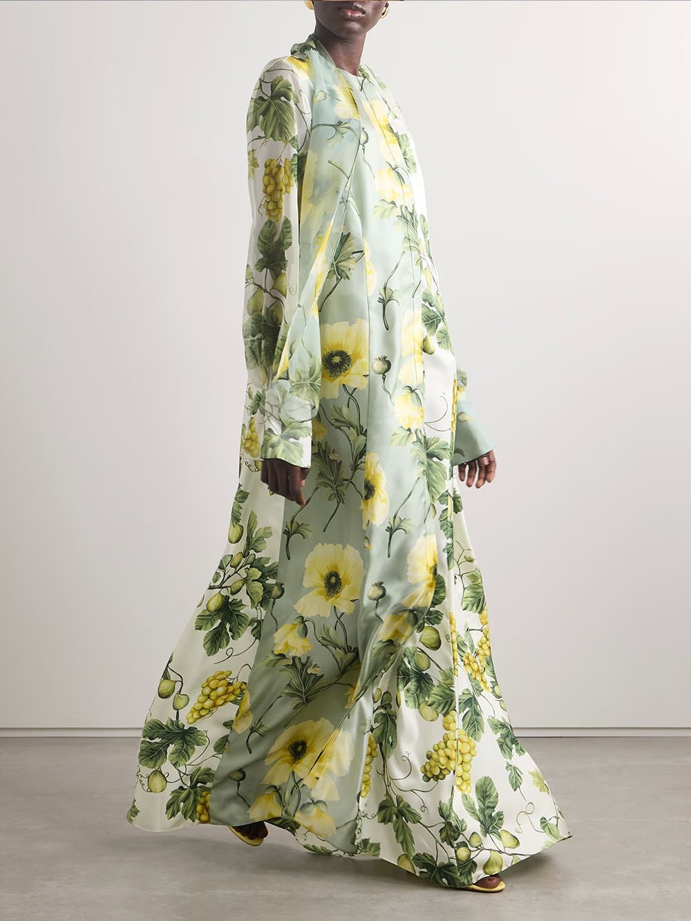 Delicate Floral And Fruit Print Maxi Dress Olympus London