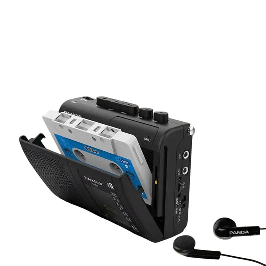 Panda Portable Cassette Player with AM/FM Radio & Dual Power – Vintage Audio Recorder BULLCAPTAIN