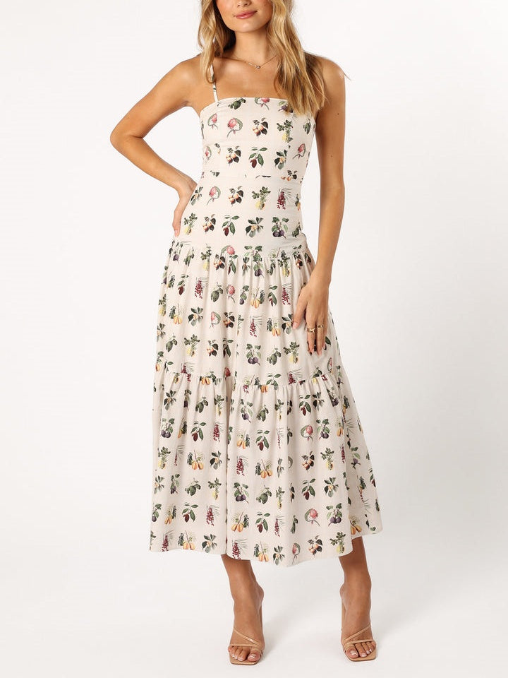 Fruit Floral Midi Dress Olympus London