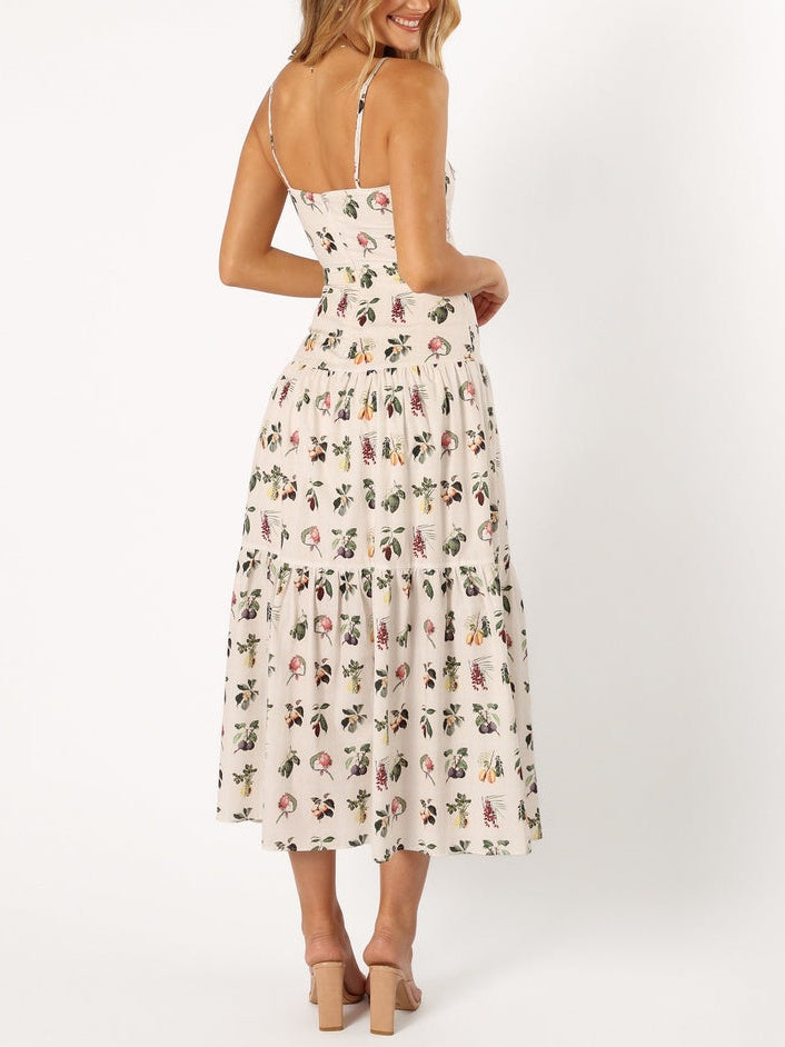 Fruit Floral Midi Dress Olympus London