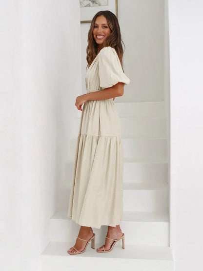 Laila women's midi dress - Cream detail