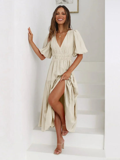 Laila women's midi dress - Cream front