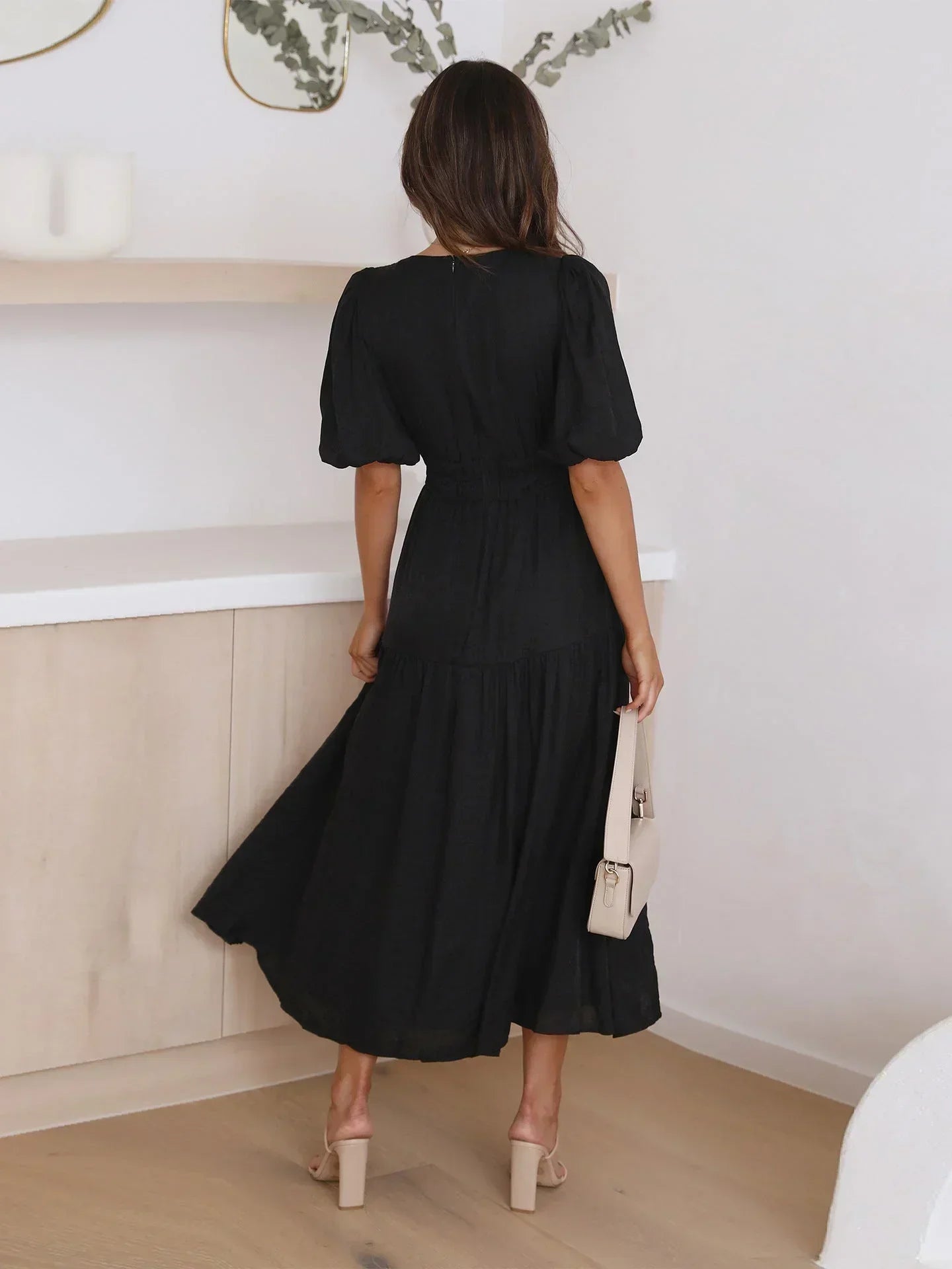 Laila women's midi dress - Black back