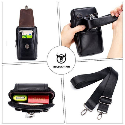 Leather Mini Shoulder Bag Belt Clip Holster Cell Phone Pouch