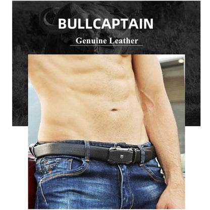 BULLCAPTAIN Belt for Men Genuine Leather Belt with Automatic Buckle,Elegant Gift Box