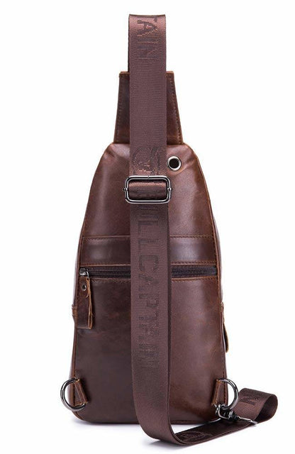 Leather Men Cross Body Shoulder Bag Chest Pack