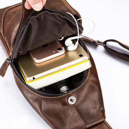 Men Sling Backpack Leather Shoulder Crossbody Chest Bag