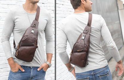 Men Shoulder Bag Sling Backpack Leather Casual Crossbody Bag